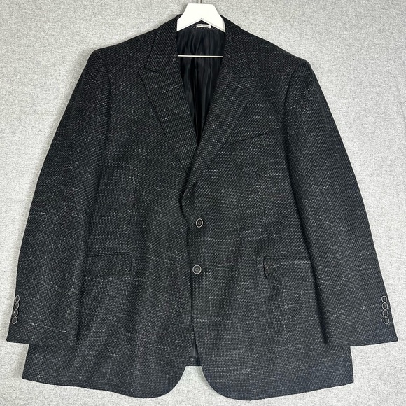 Joseph Abboud Blazer Mens 50 Long Black Gray Slim Fit Heritage Italian Fabric - Picture 1 of 16